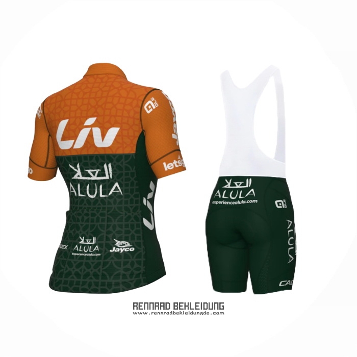2024 Fahrradbekleidung Frau Jayco AlUla Orange Volett Trikot Kurzarm Und Tragerhose